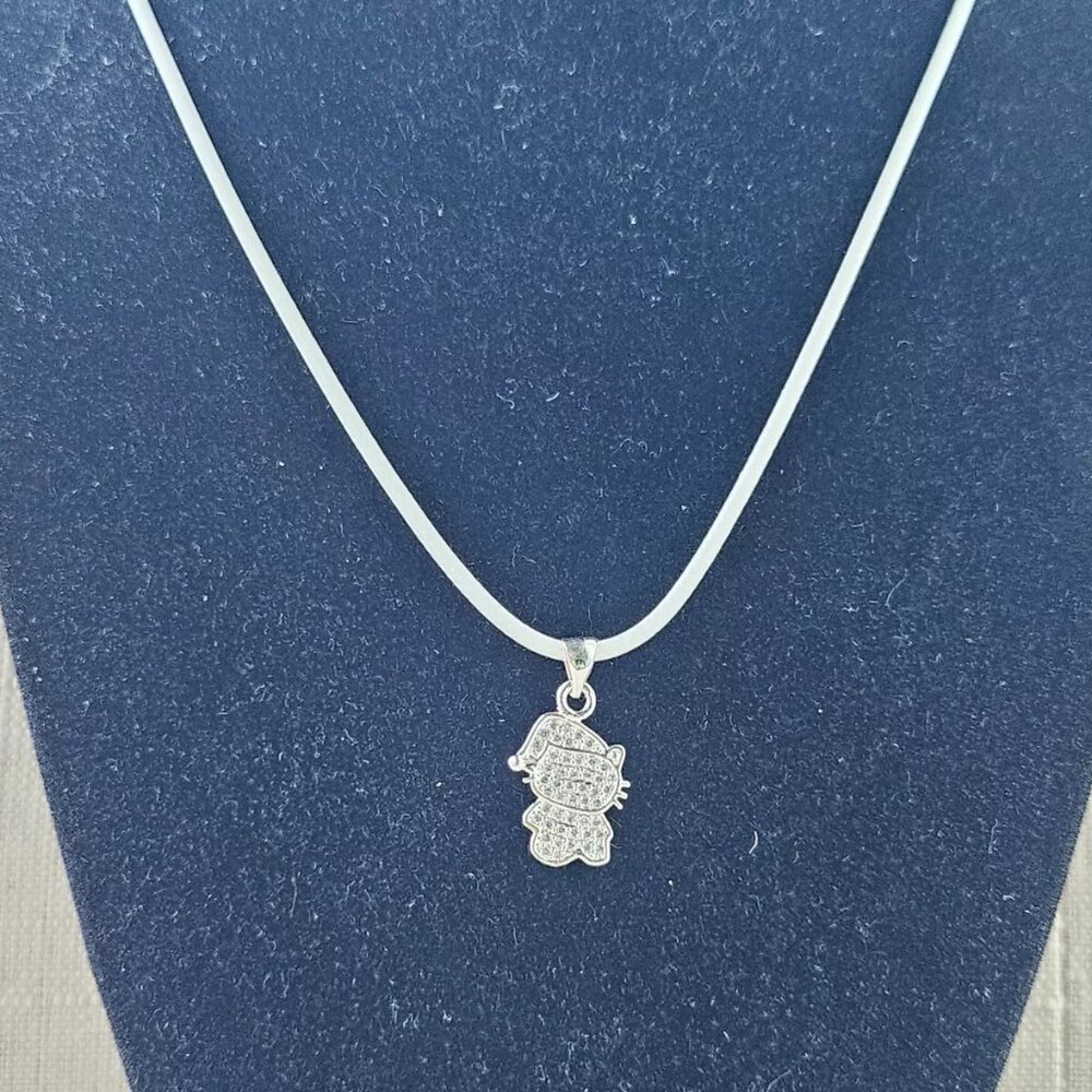 Women Necklace Silver Tone Crystals Accent Kitty Pendant Fashion Jewelry - Picture 4 of 9